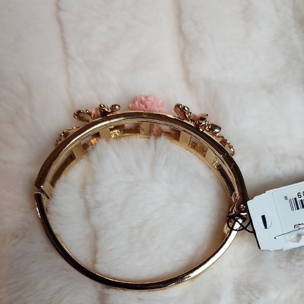 Guess Gold Bracelet with Pink Floral Accents - Picture 6 of 7